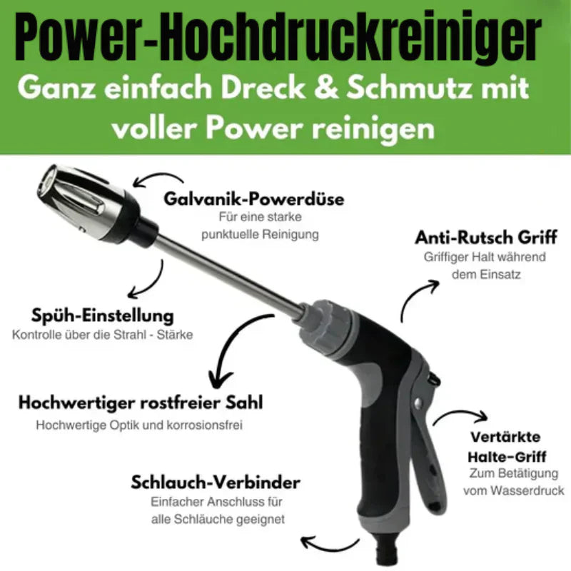 Hochdruck-Gartenschlauch-Spritze – Multifunktions-Sprühdüse mit Adaptern, Metall-Verbund