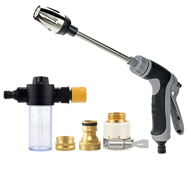 Hochdruck-Gartenschlauch-Spritze – Multifunktions-Sprühdüse mit Adaptern, Metall-Verbund